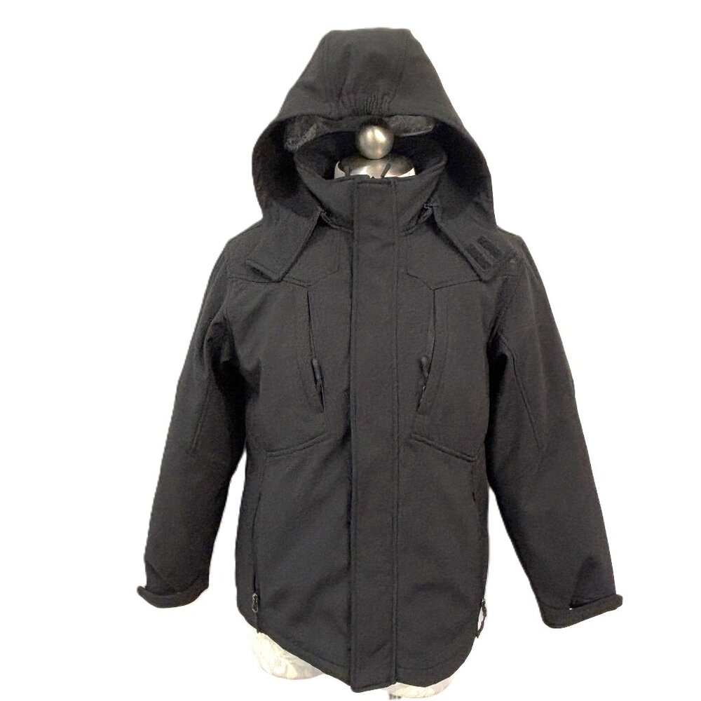 Reebok Winter Black Hooded Jacket with Removable Lining Athletic Fit Size L